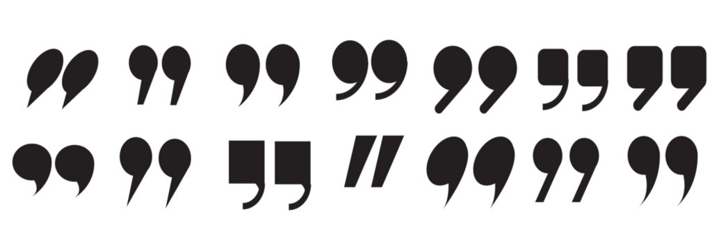 Quotes icon vector set. inverted commas or talking marks collection. Black quotes icon Vector illustration.