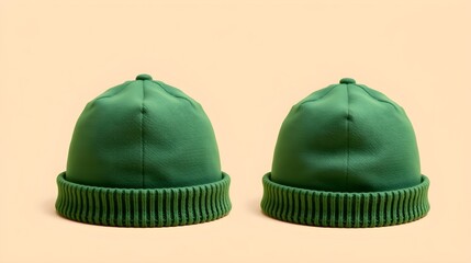 Fototapeta premium Green Wool Hats Mockup, Alternate View