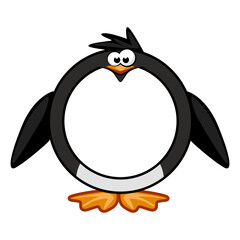 Round penguin frame, cartoon avatar for ui games. Empty animal frame for your kids decor, print or stickers