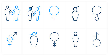 A set of 10 gender icons as Symbol, pride, bisexual