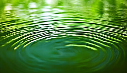 Close-Up of Gentle Water Ripples in Green Background