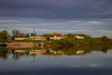 River port. Vitebsk city. Old soviet harbor.