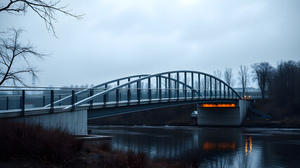 Obraz premium Modern steel minimal bridge. Generative AI