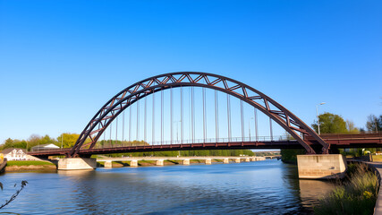 Fototapeta premium Modern steel minimal bridge. Generative AI