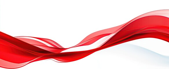 Red and white background vector with wavy elements, red lines flowing on the left side of the screen
