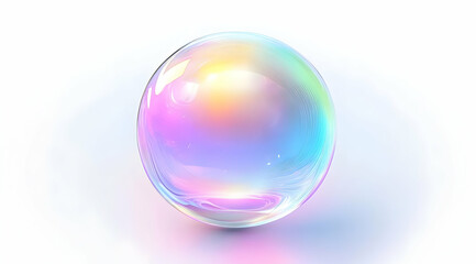 Glowing Soap Bubble on White Background
