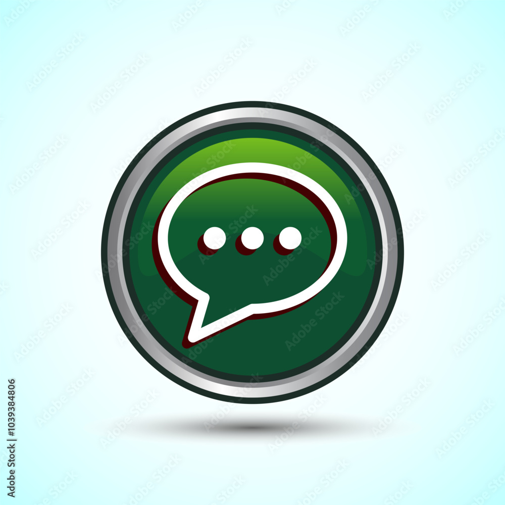 Aufkleber chat icon design illustration, message sign symbol for apps and websites, green color round button d