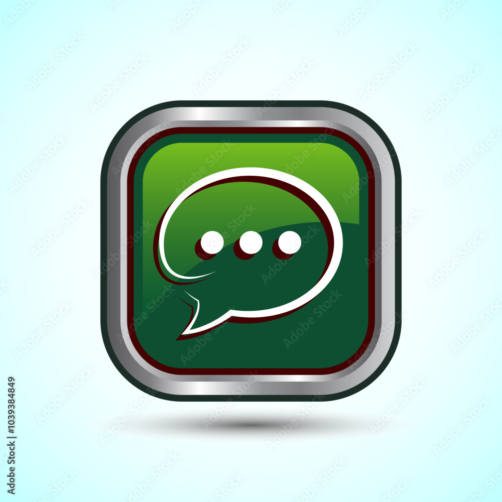 Aufkleber chat icon design illustration, message sign symbol for apps and websites, green color square button 