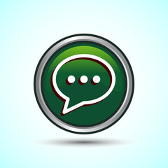 Chat icon design illustration, Message sign symbol for apps and websites, Green Color Round Button Design
