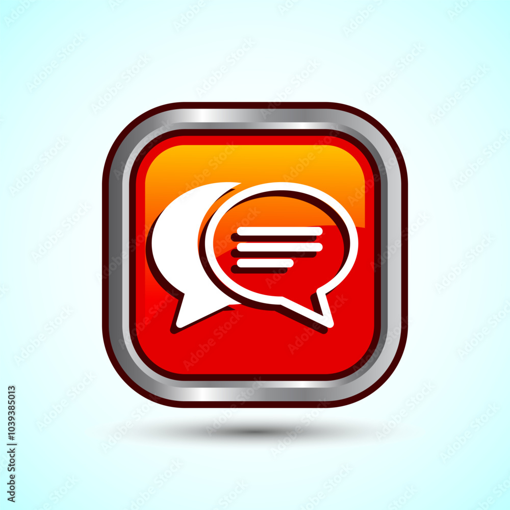 Poster chat icon design illustration, message sign symbol for apps and websites, orange color square button