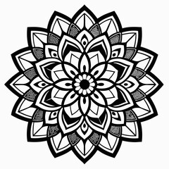 Intricate Mandala Flower Design with Geometric Petals. Traditional Mandala Art Vector Illustration. Geometric Pattern Design.