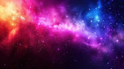 Fototapeta premium Colorful cosmic nebula with vibrant hues and sparkling stars in a night sky.