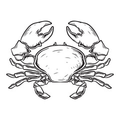 Crab icon black and white hand drawn outline illustration of crab vector icon for web