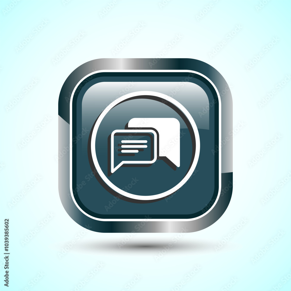 Poster chat icon design illustration, message sign symbol for apps and websites, gray color square button d
