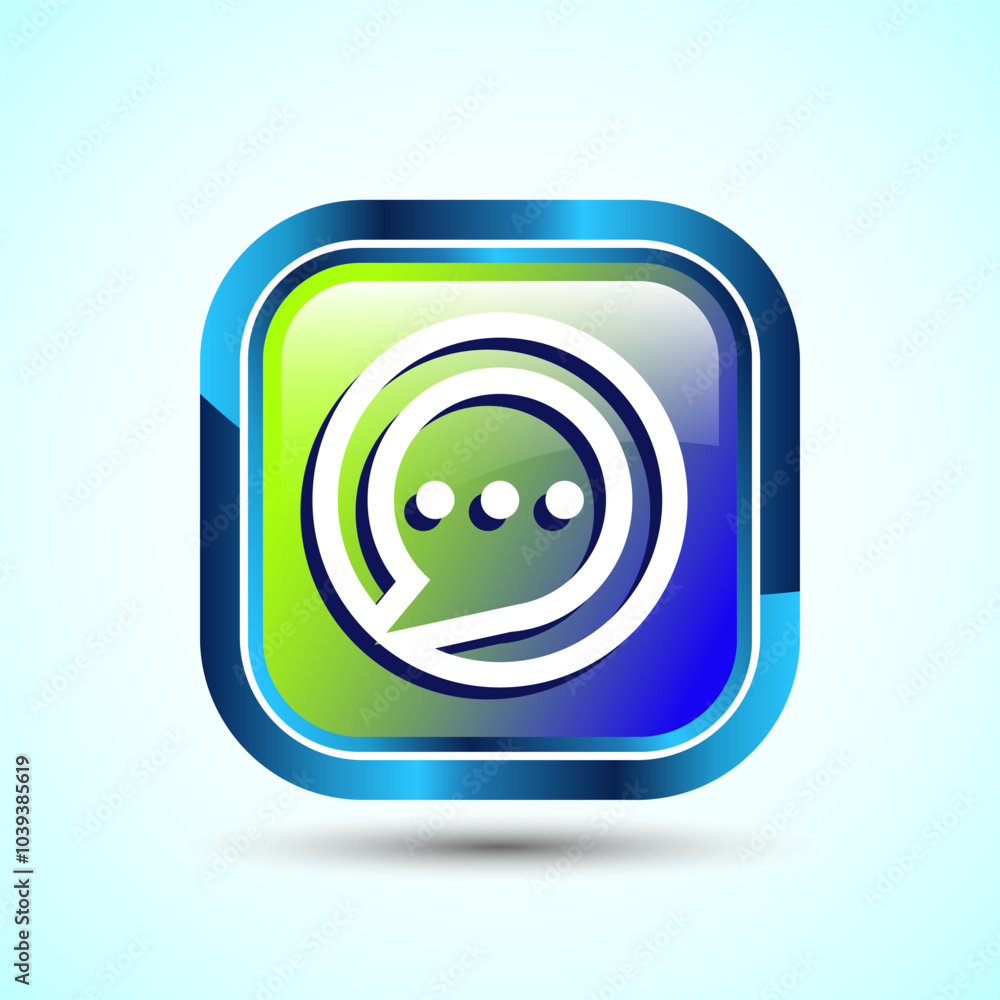 Aufkleber chat icon design illustration, message sign symbol for apps and websites, glossy square button desig