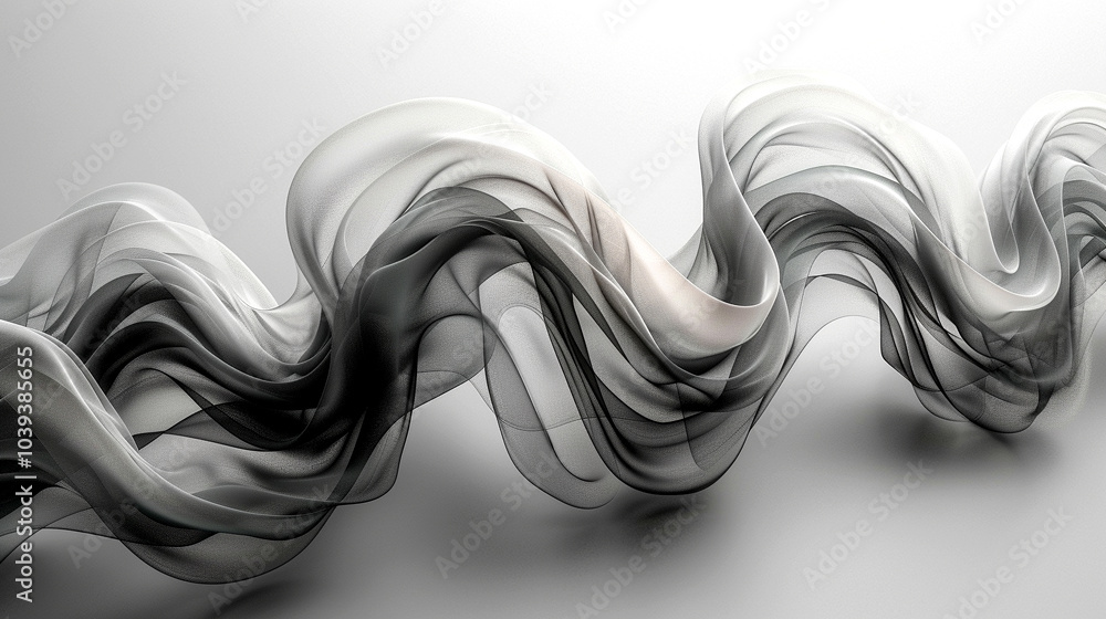 Poster Flowing waves of translucent fabric create a mesmerizing abstract pattern in soft hues
