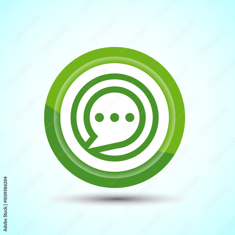 Poster chat icon design illustration, message sign symbol for apps and websites, green color button design