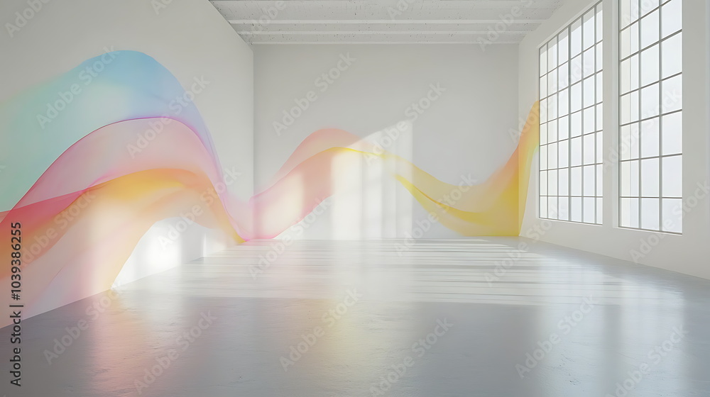 Leinwandbilder vibrant abstract colorful wave patterns grace a minimalist wall creating a serene and inspiring spac