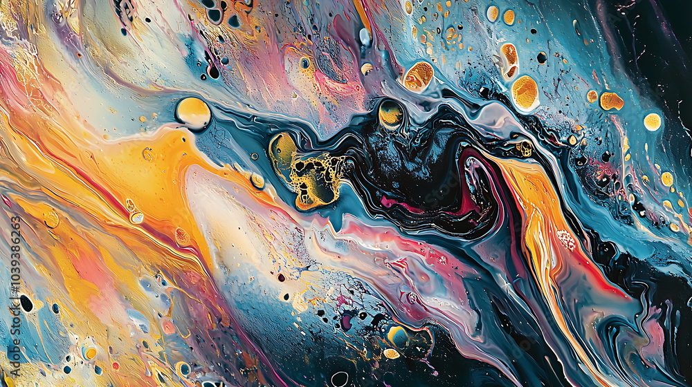 Aufkleber Vibrant abstract liquid art a kaleidoscope of colorful swirls and dynamic patterns in fluid motion