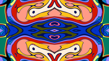 Abstract colorful psychedelic mandala kaleidoscope background pattern for a summer music festival
