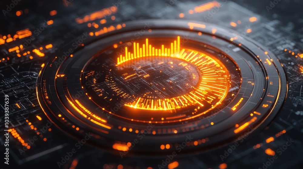 Poster futuristic data visualization with circular design