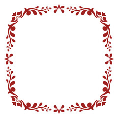 Beautiful round floral frame place for text Floral red border Vector clip art