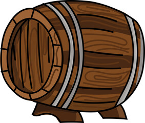 Wooden beer keg on white background. Vector illustration.