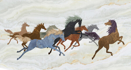 marble abstract lucky horse image home decorative art wall pattern design background.