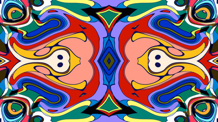 Abstract colorful psychedelic mandala kaleidoscope background pattern for a summer music festival
