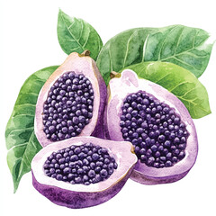 Bilimbi fruit watercolor clipart illustration