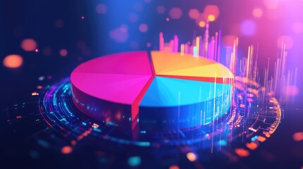 Colorful Pie Chart on a Vibrant Digital Background