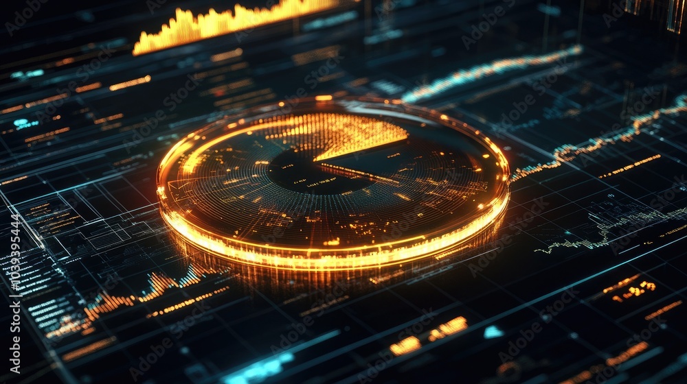 Poster futuristic data visualization with circular graph element