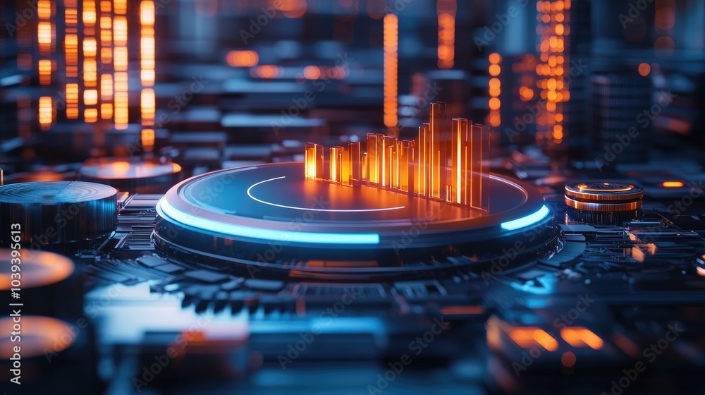 Poster abstract technology background with glowing elements