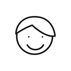 Child face icon Thin line art isolated