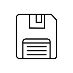 Floppy disk icon Thin line art isolated