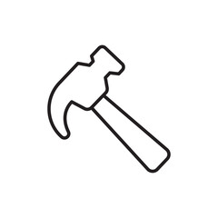 Hammer icon Thin line art isolated