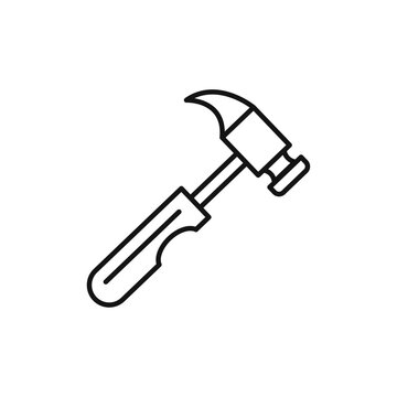 recommend clip art: Hammer icon Thin line art isolated
