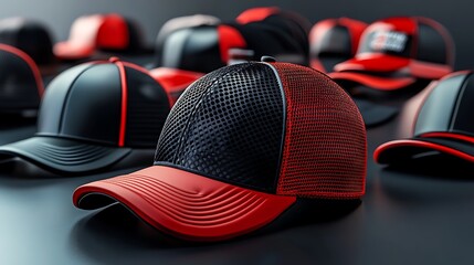 Stylish red and black caps