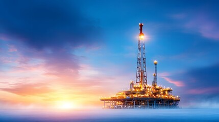 Obraz premium Oil rig sunrise