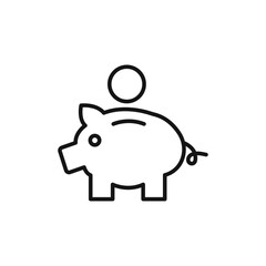 Piggy bank icon Thin line art isolated