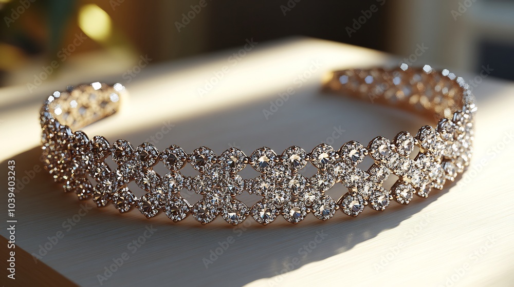 Poster crystalencrusted choker with a sleek modern design resting on a minimalistic surface showcasing its 