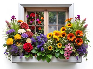 Gorgeous Colorful Window Box with Vibrant Flowers for Home D&eacute;cor and Garden Design, Perfect for Interior Styling and Outdoor Spaces, Brighten Up Any Environment