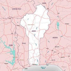 Simple outline map of Benin coloring page