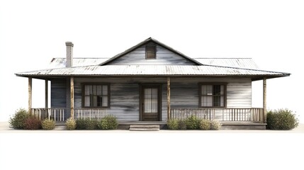 Ranch House front view full length isolate on transparency background
