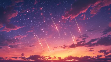 Sunset in the clouds with little sparkles