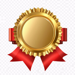 gold medal with red ribbon