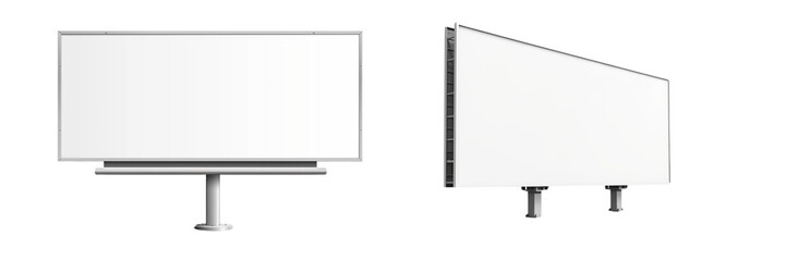 Obraz premium Set of a white, blank billboard on a stand, isolated on a transparent background.