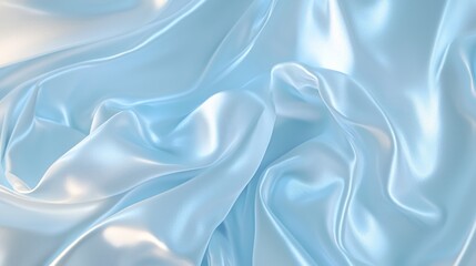 Obraz premium Elegant Serenity: Pale Blue Silk Luxury Backdrop for High-End Skincare Products with Cinematic Illumination