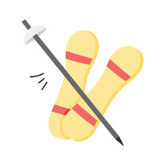 Visually perfect beautiful icon of snow skiing board