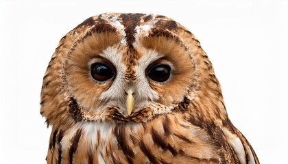 Fototapeta premium モリフクロウ（Tawny owl on white background） 